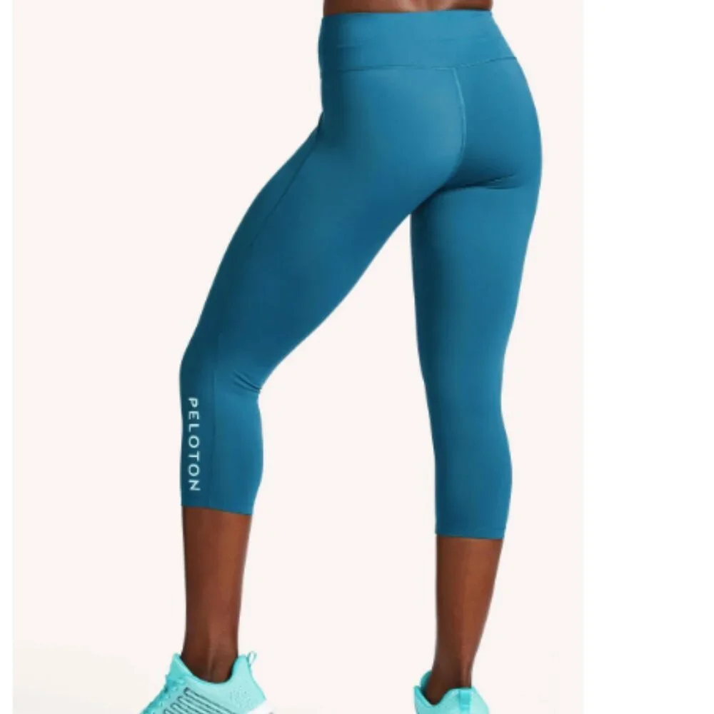 💕 PELOTON Essential Capri Leggings Teal Green Large - Picture 2 of 7